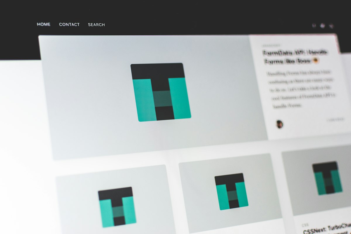 Web design work on a screen