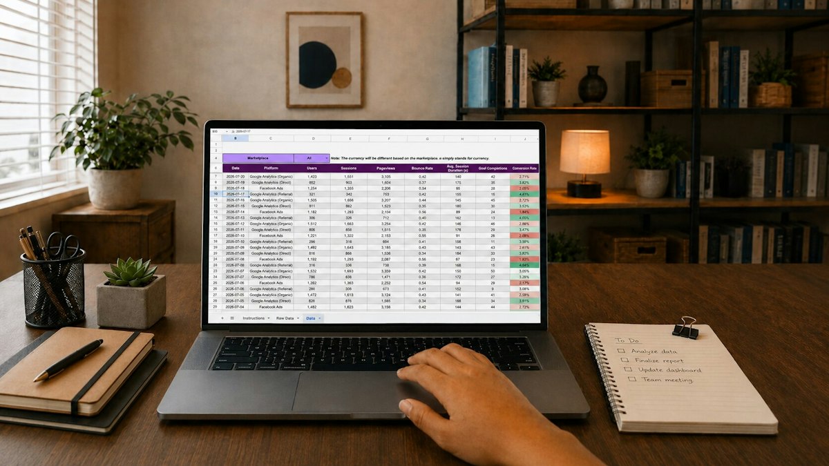 Data and charts on a laptop screen